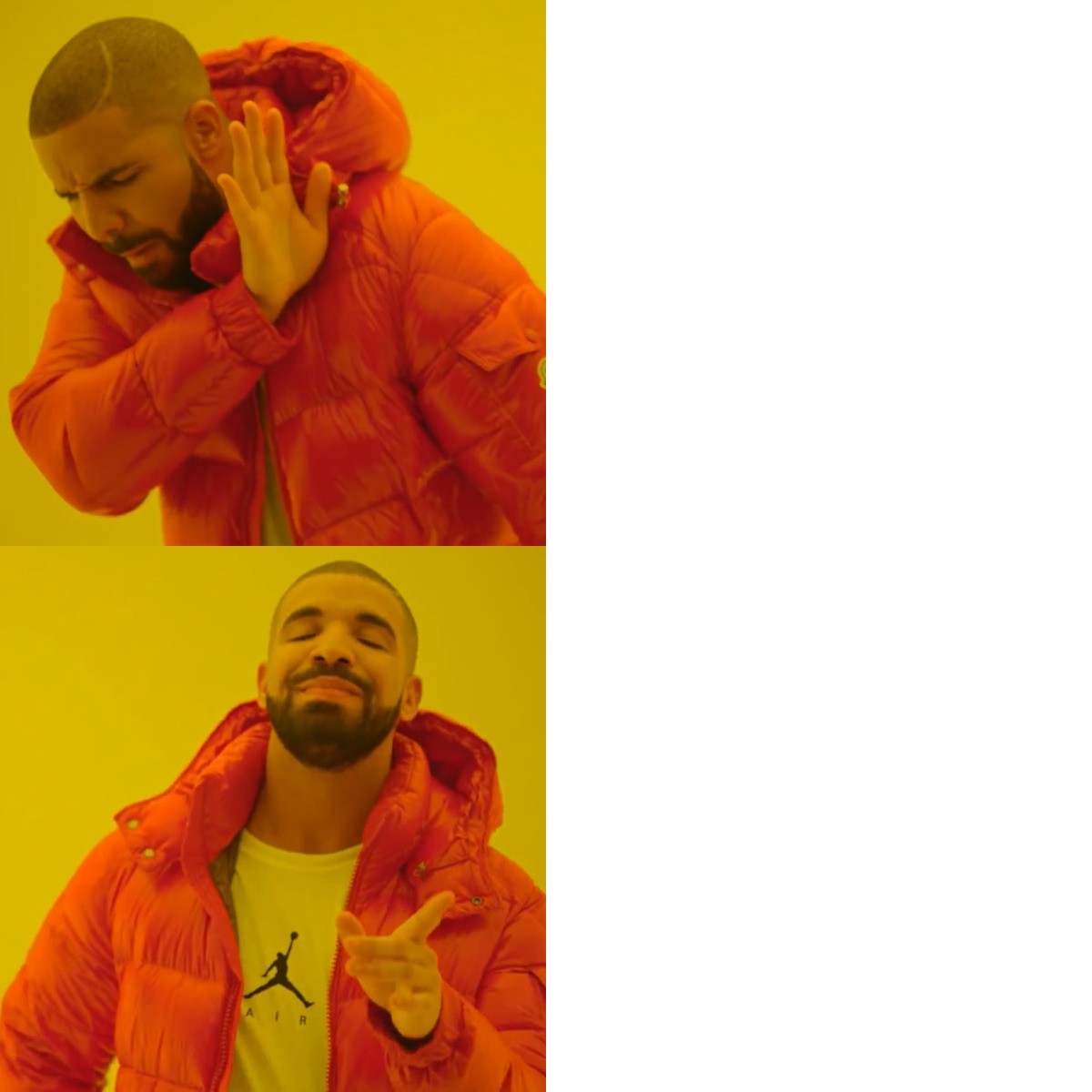 Drake Hotline Bling meme about Unwilted